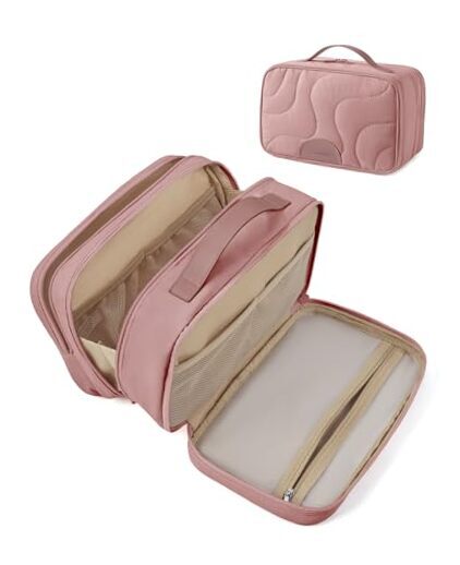 Women's Nude Pink Travel Toiletry Bag - Spacious Makeup Organizer-image