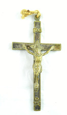 ANTICO CROCIFISSO CON TESCHIO H 14 CM LEGNO E OTTONE XIX SEC CROCEFISSO