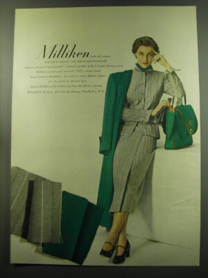 1949 Milliken Woolens Fashion Ad - Milliken suits the season