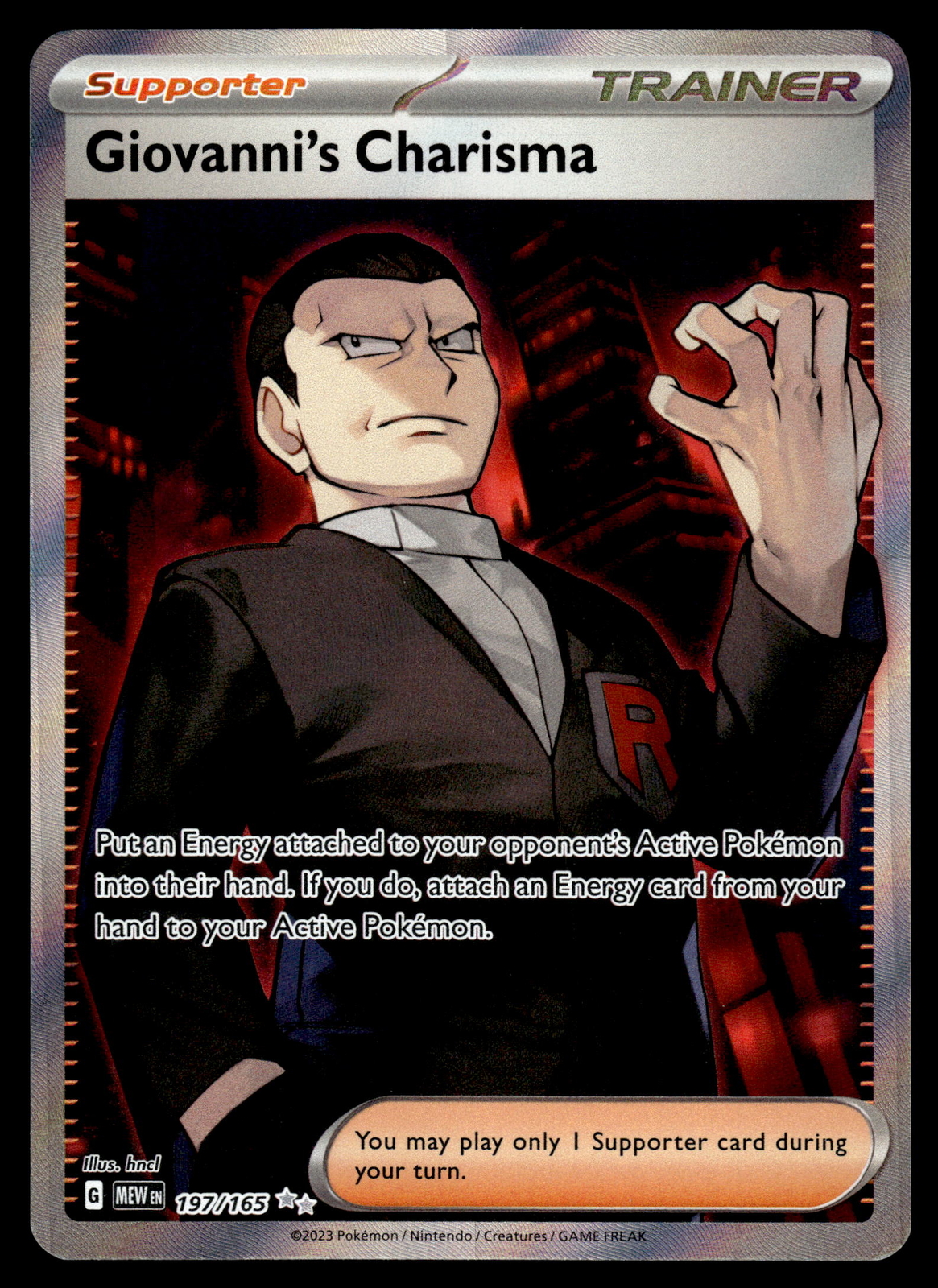 Giovanni's Charisma NM 197/165 Scarlet & Violet 151 Pokemon Card
