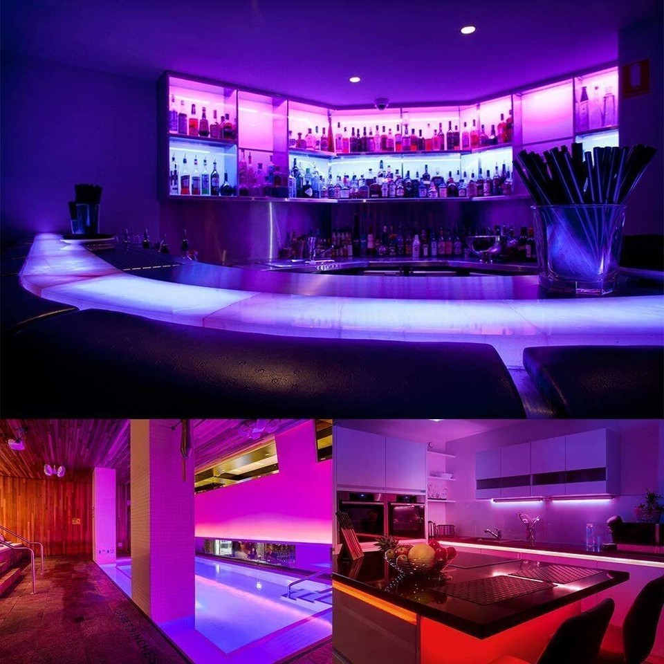 100ft 50ft LED Strip Lights 5050 RGB Bluetooth Color Change Remote for ...