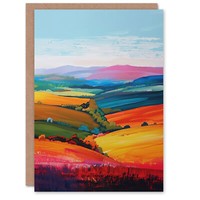 Bunt Land Felder Regenbogen Landschaft Geburtstagskarte