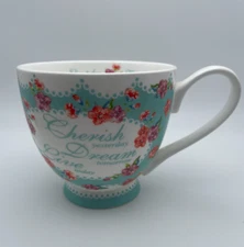 Portobello By Inspire Mug Pink Floral Blue Cherish Dream Live 16oz Bone ChinaB20