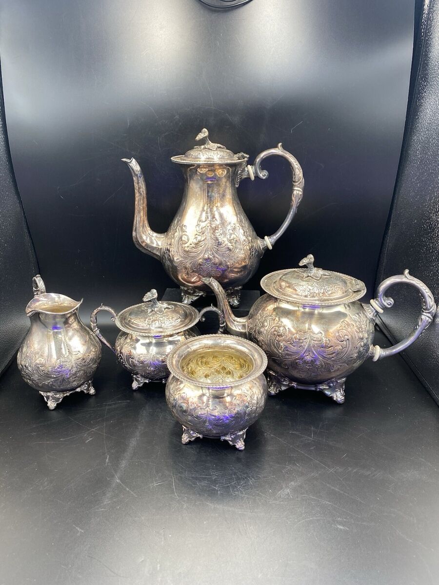 5 Pc JOHN TURTON SHEFFIELD ENGLAND 785 HAND CHASED TEA 5 Pc JOHN TURTON SHEFFIELD ENGLAND 785 HAND CHASED TEA