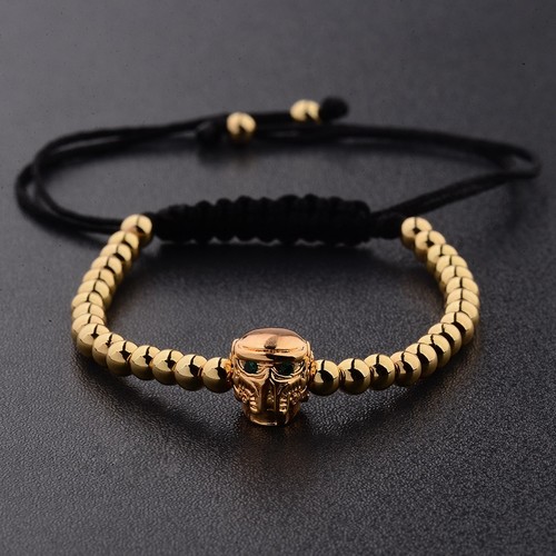 Charm Men's Cubic Zircon Bead Viking Buddha Batman Skull Bead Macrame Bracelets - Picture 52 of 115
