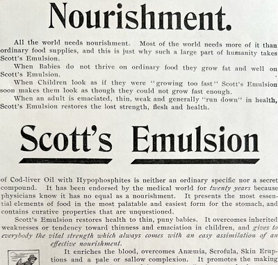 Scott's Emulsion Medicine 1894 Advertisement Victorian Medical Nourish ADBN1rr