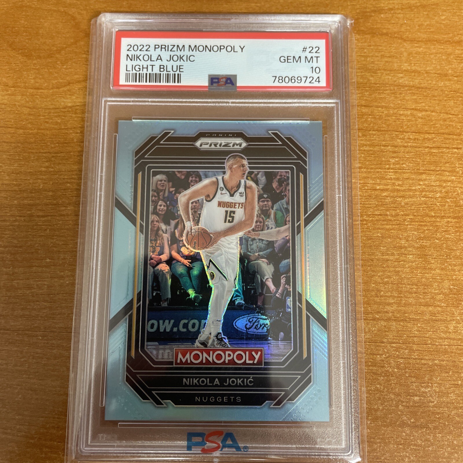 2022 Prizm Monopoly Nikola Jokic #22 Light Blue /199 Psa 10