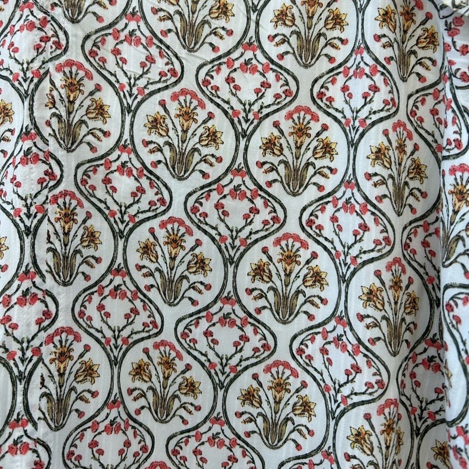 LOFT floral ditsy top size medium coral green vneck tulerie bloom core