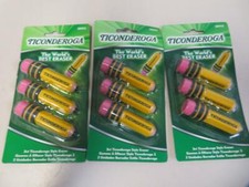 Lot of 3 Packs Ticonderoga Pencil Shaped Erasers 9 Erasers Total 38953