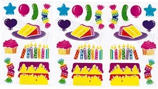 Mrs Grossman's POSH Happy Birthday Cake Scrapbook Stickers Candles 3 Sheets