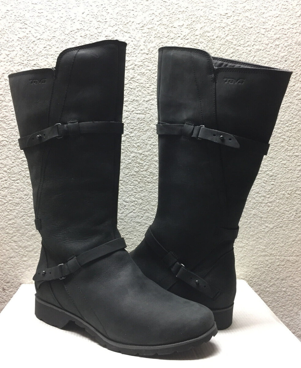 TEVA DE LA VINA TALL WOMEN BLACK WATERPROOF BOOT US EU 38 UK