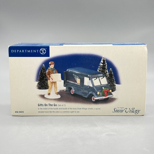 XMAS GIFTS ON THE GO 56.55035 Dept 56 SNOW VILLAGE Box DELIVERY TRUCK & GUY MAN - Picture 8 of 11