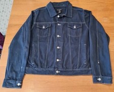 Polo Jeans Co. Ralph Lauren Denim Jacket Large Dark Blue Distressed Great Con