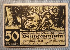 Notgeld Voucher 50 Pf. Health Resort Benneckenstein South Harz July 1921