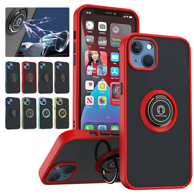 For iPhone 16 Pro Max 15 14 13 12 11 Shockproof Magnetic Ring Stand Clear Case