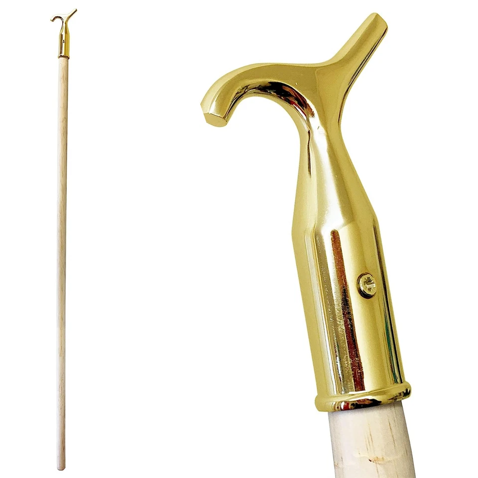 Solid Brass 120mm Sash Window Pole Hook | Skylight, Loft Hatch, Fan & Blinds - Image 3 of 4