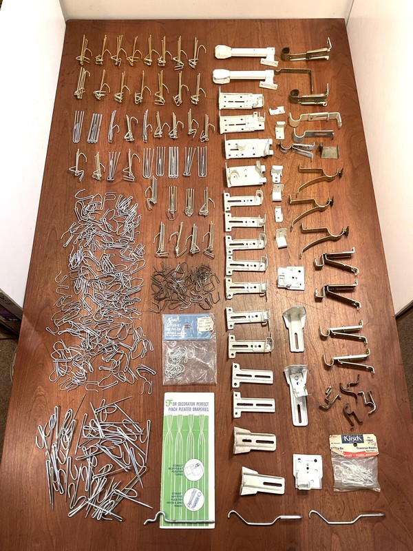 VINTAGE DRAPERY PINS, HOOKS, BRACKETS- OVER 150 Items !