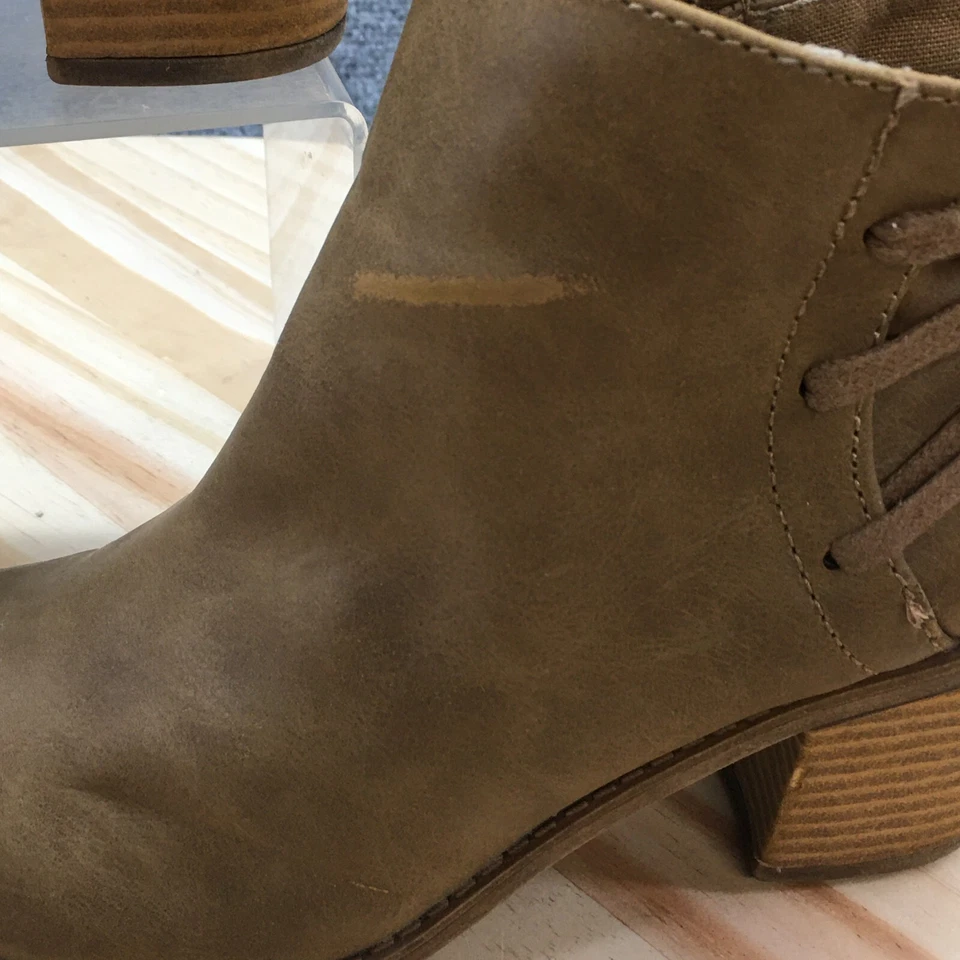 Roxy ботинки женщин 7 Dustyn лодыжки ботинок коричневый шнурует вверх повседневный комфорт блок каблуки - Изображение 4 из 4