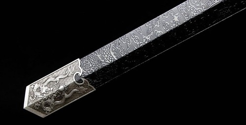 Hand Forged High Carbon Steel Real Chinese Jian 剑 Golden Blade Black Scabbard. - Picture 11 of 14