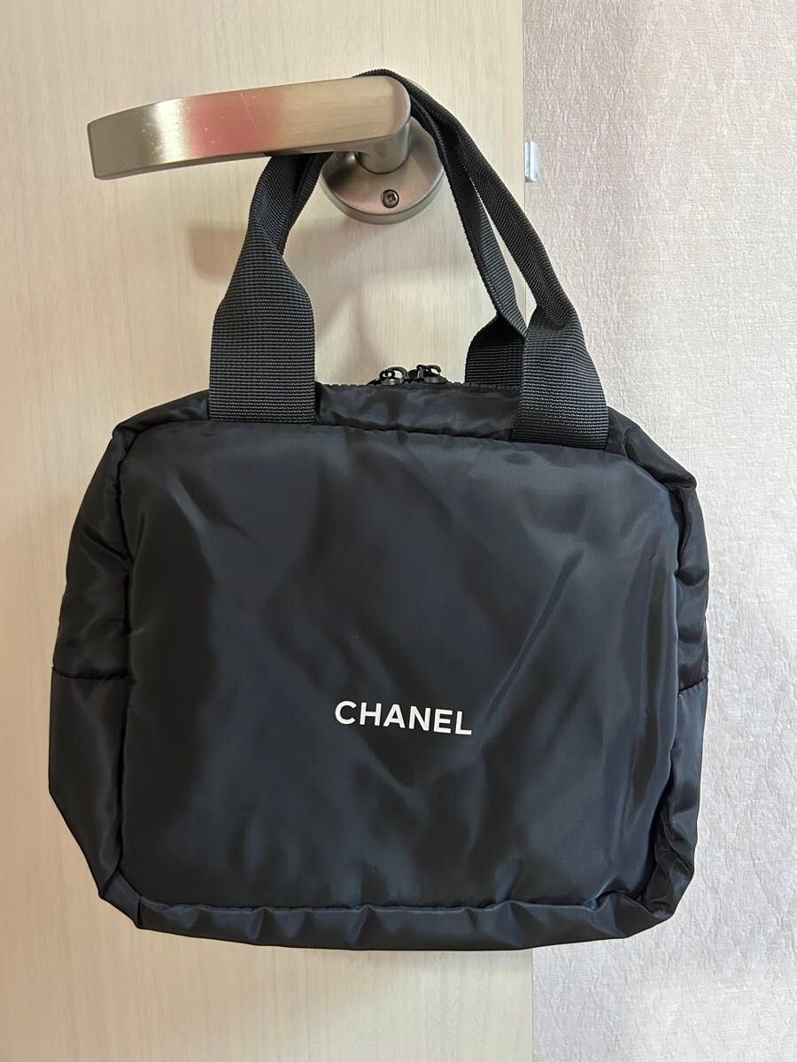 CHANEL Mini Boston Black Cosmetic Pouch Makeup Storage Bag Novelty