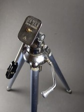 Vintage Blue Camera Tripod Stand 5ft Extendable MCM Hollywood Style Head