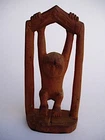 HANGING GIBBON WOOD CARVING - 175mm high