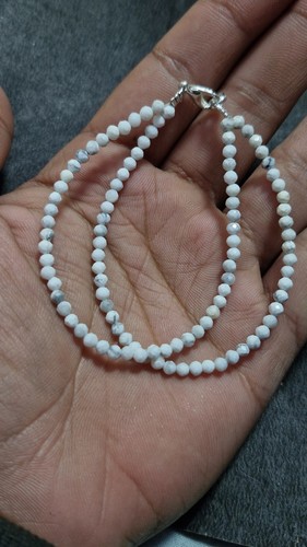 Bracelet Perles Howlite Turquoise & Laiton, Fait Main Sur Mesure - Homme/Femme