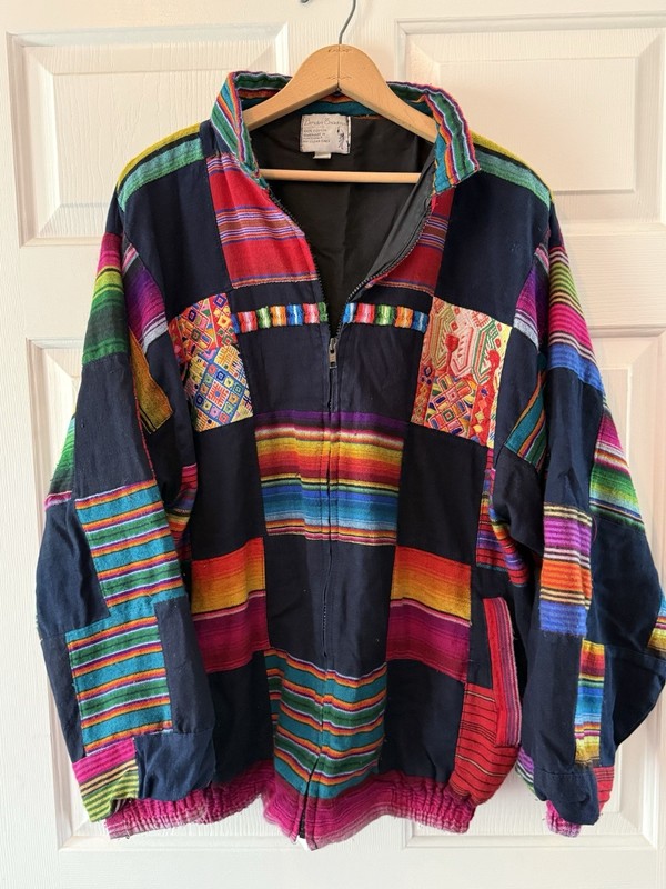 Border Traders Handmade Guatemalan Cotton Mexican Jacket Multicolor XL