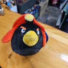 RARE/Retired Angry Birds Black Bomb - Winter Hat Plush Stuffed Animal     
