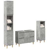 3-Tlg. BadmöBel-Set Betongrau Holzwerkstoff