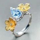 Fashion jewelry Natural Blue Topaz Ring 925 Sterling Silver Size 5 /R458307