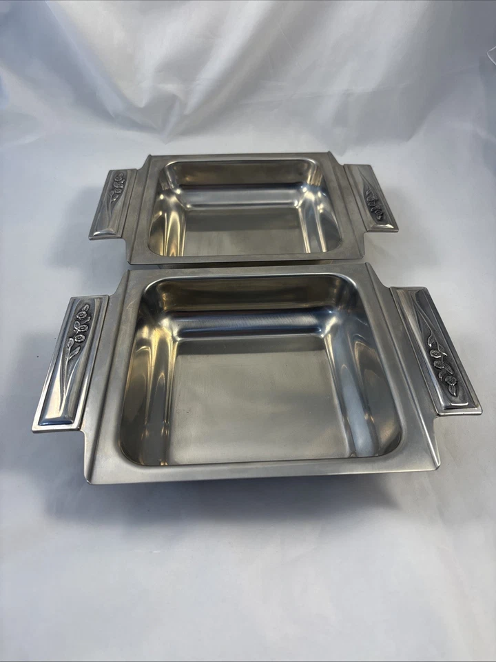 MCM Radiant Rose Vegetable Serving Bowl Dish Rogers Insilco Stainless Steel 2 - Image 2 of 4