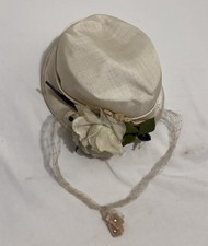 Vintage romantic /victorian /wedding style Derby Hat Lace Floral Flowers EUC