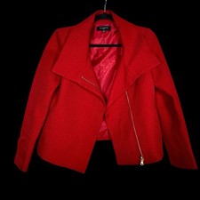 Talbots Red Wool Zip Blazer - Assymetrical - Moto Style - Office  Holiday - 4P