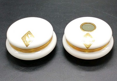 Antique T&V Limoges Hand Painted Gold Monogram Dresser Set Trinket Powder 