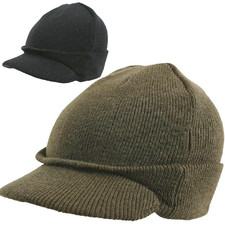 KombatUK Cold Weather Winter Hiking US Flat Knit WW2 Peaked Jeep Beanie Bob Hat