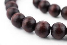 Dark Brown Round Natural Wood Beads 10mm Large Hole 16 Inch Strand