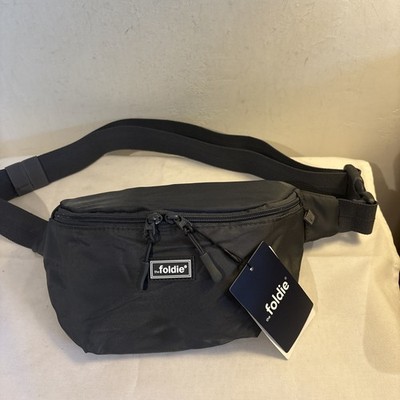 The Foldie Belt Bag Waist Fanny Pack Black Nylon Sling Crossbody Travel RFID NWT