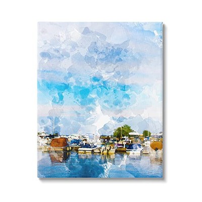 Summer Boats Docked Port Harbor Cloudy Blue Sky, Design by Chamira Young