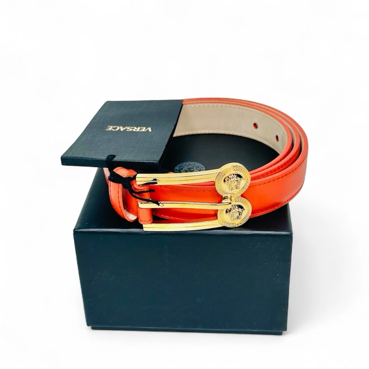 Vineyard Vines Casual Orange Pebbled Leather Sliver Buckle Belt - 32/80 UNISEX Textured Basketball Calf Belt with Brushed Nickel Buckle — w  main image 4