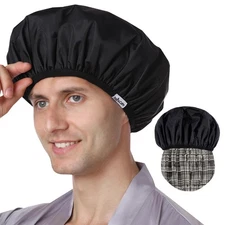 Men Shower Cap Reusable Waterproof, Dual-Layer Design, Double-Sided Use,Prote...
