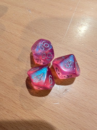 Chessex Borealis Light Pink Dice: d10s and d100 from CHX 27404 set OG OOP rare