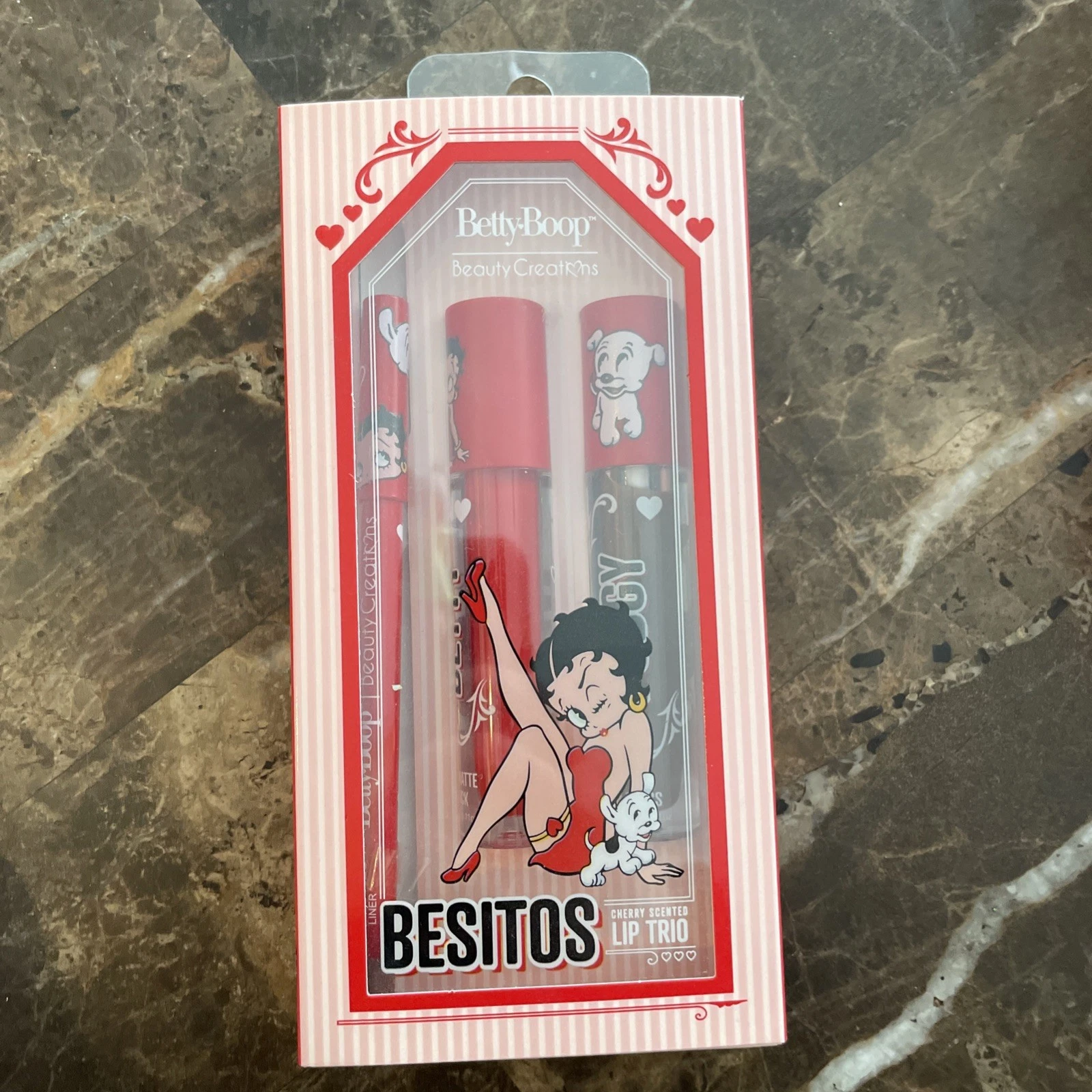 Betty Boop BESITOS - Cherry Scented Lip Trio - Liner, Liquid Lipstick & Gloss