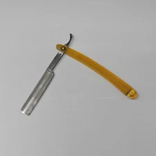 OG Vtg Celluloid Shaving Straight Razor Handle Chrome Sharp Classic Not Marked