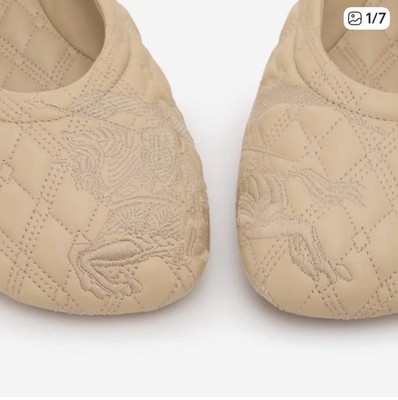 Burberry Beige Quilted Slip-On Ballerina Shoes NWT 38.5