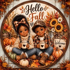 Happy Fall Harvest Door Sign, Turkey, Thanksgiving, Autumn Pumpkin, Scarecrow