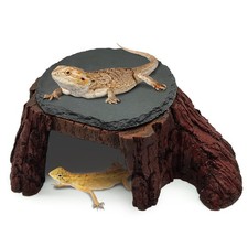 Bearded Dragon Basking Platform,Reptile Hide Cave with Heat Storage Slate Sto...