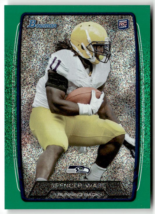 2013 Bowman Silver Ice Green Spencer Ware Rookie #193 Seahawks RC,/50