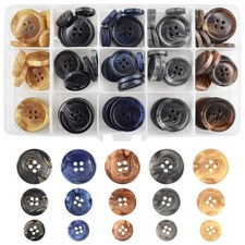 90Pcs Faux Buffalo Horn Suit Coats Buttons 5 Color 3 Sizes 15mm, 20mm, 25mm B...
