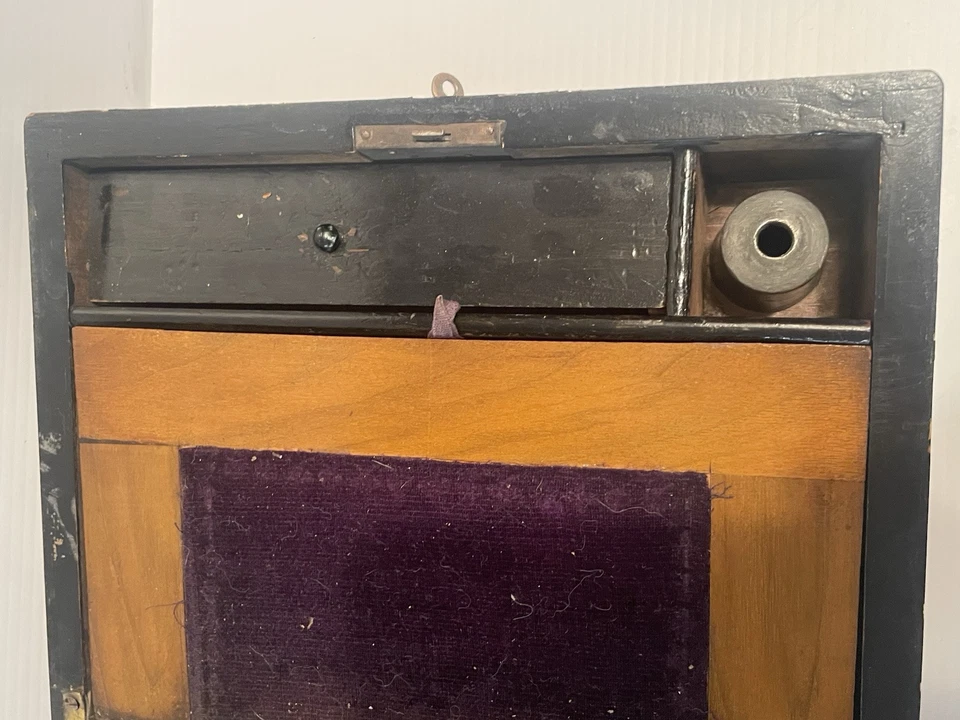 ANTIGUA CAJA DE ESCRITORIO DE VIAJE VICTORIANA DEL SIGLO XIX INCRUSTACIÓN BURL DE NOGAL🌺🌺 Foto 4 de 4